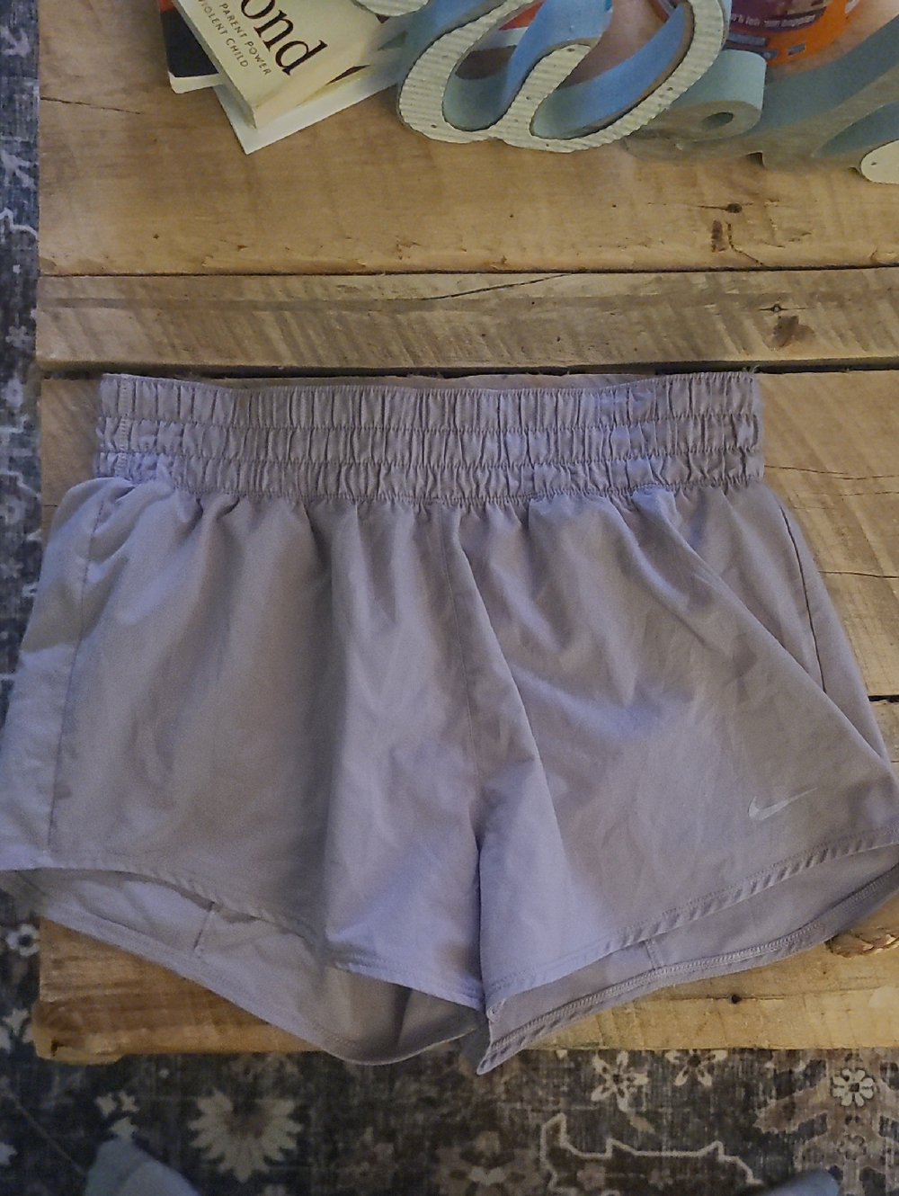 Nike Women's Light Lavender Athletic Shorts with Elastic Waistband